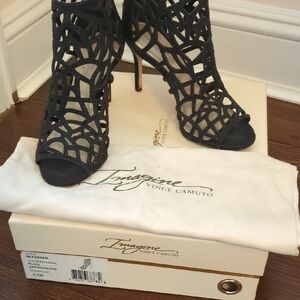 Vince Camuto Black Stiletto Heels with Intricate Cutout Design